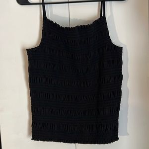 H&M black ruched stretch tank, large, never worn